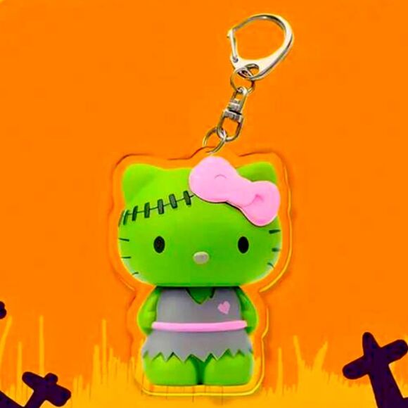 HALLOWEEN SALE Frankenstein Monster Hello Kitty 2D Acrylic Bag Charm Keychain - Picture 1 of 3